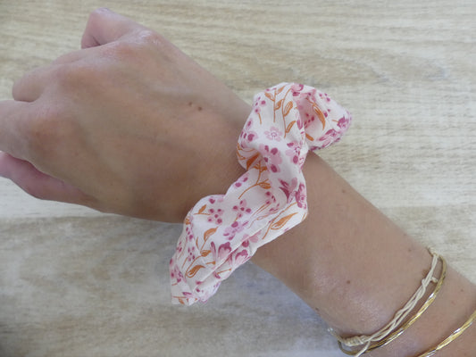 Chouchou cousu main – Popeline fleurs roses