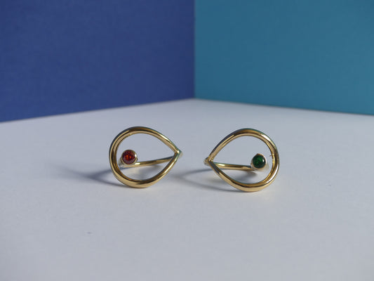 Bague femme cristal taillé – acier inoxydable doré rouge et vert
