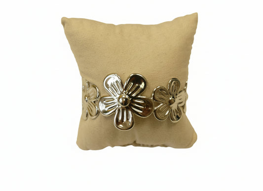 Bracelet Jonc Ajustable Fleur en Acier Inoxydable