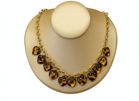 collier doré cœurs effet écaille en acier inoxydable doré