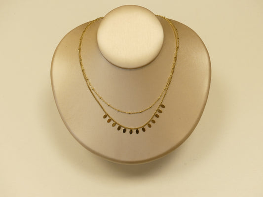 Collier Erikoa - 2 rangs, boules et pampilles ovales