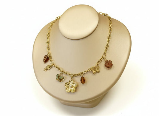 collier charms fleur de lumière acier inoxydable