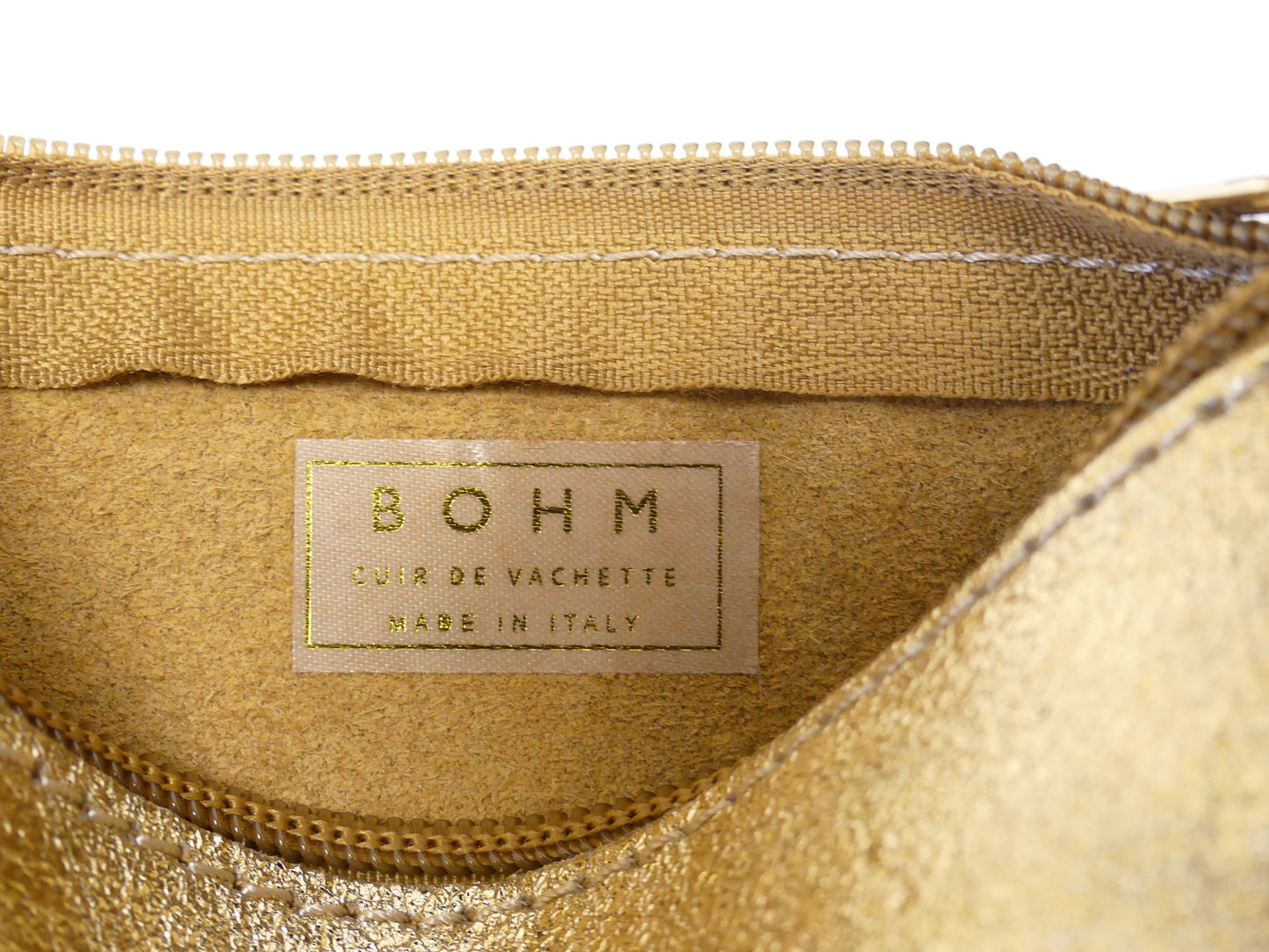 Pochette trousse dorée - véritable cuir de vachette made in Italie
