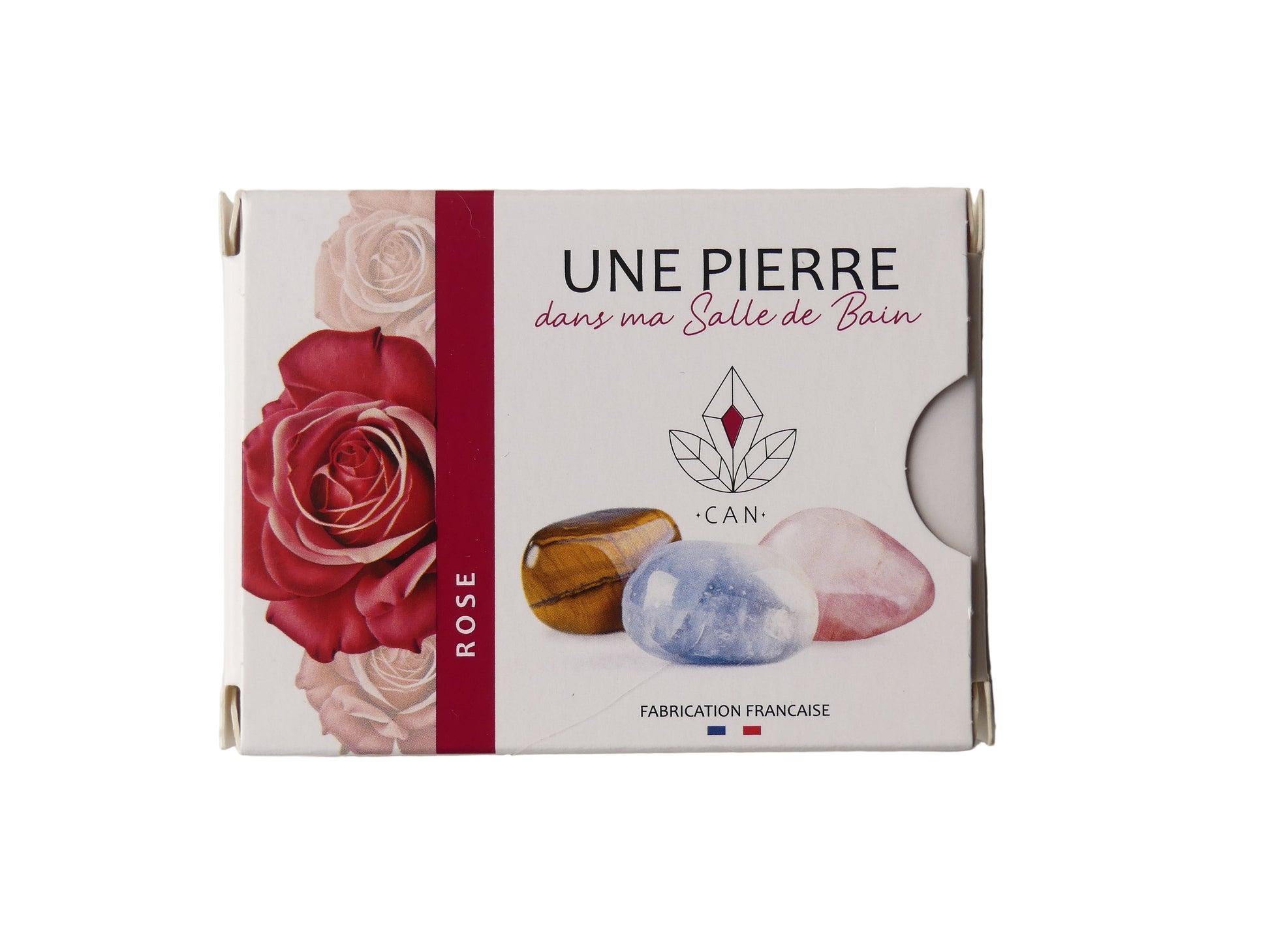 savon artisanal à la rose avec une pierre naturelle surprise à l'intérieur