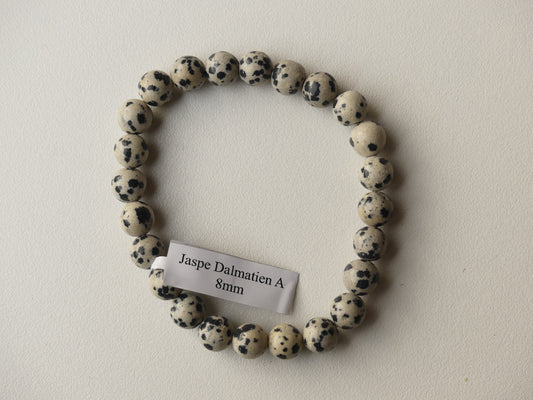 Bracelet Boule 08mm Jaspe Dalmatien AB