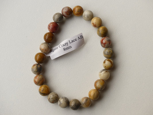Bracelet Boule 08mm Agate Crazy Lace AB