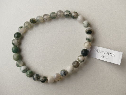 Bracelet boule 06mm agate arbre A