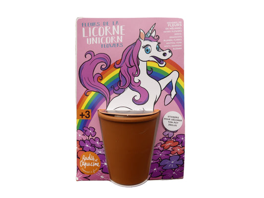 kit de plantation enfant fleurs colorées licorne
