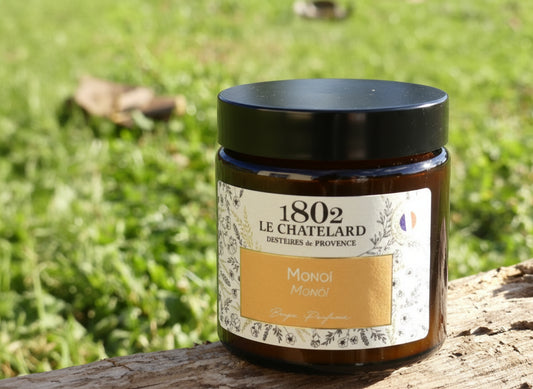 Bougie dans pot en verre parfumée au monoï 80g