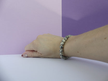 Bracelet boule 08mm Jaspe Dalmatien AB