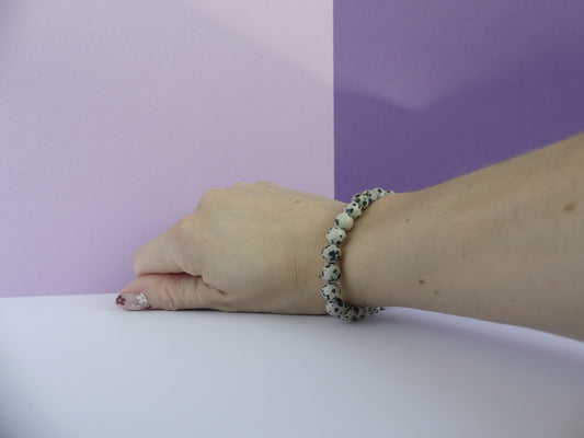 Bracelet boule 08mm Jaspe Dalmatien AB