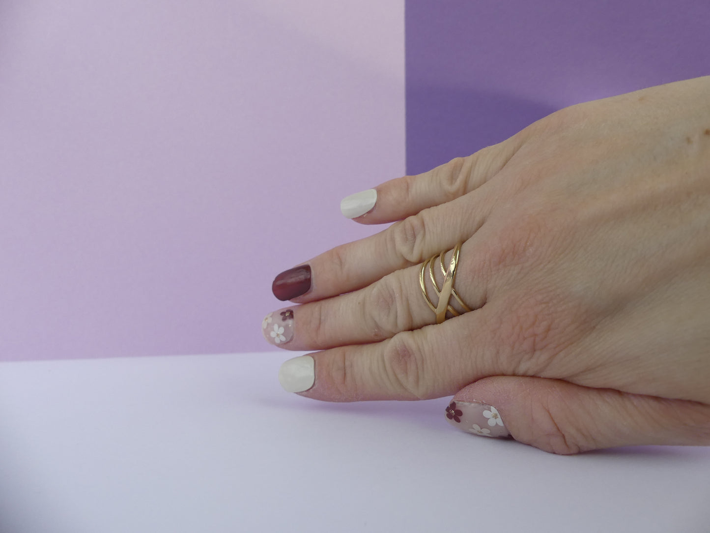 Bague large Aelys - anneaux entrelacés