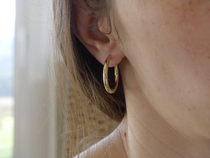 Boucles d'oreilles créoles - anneau simple 26mm acier inoxydable doré