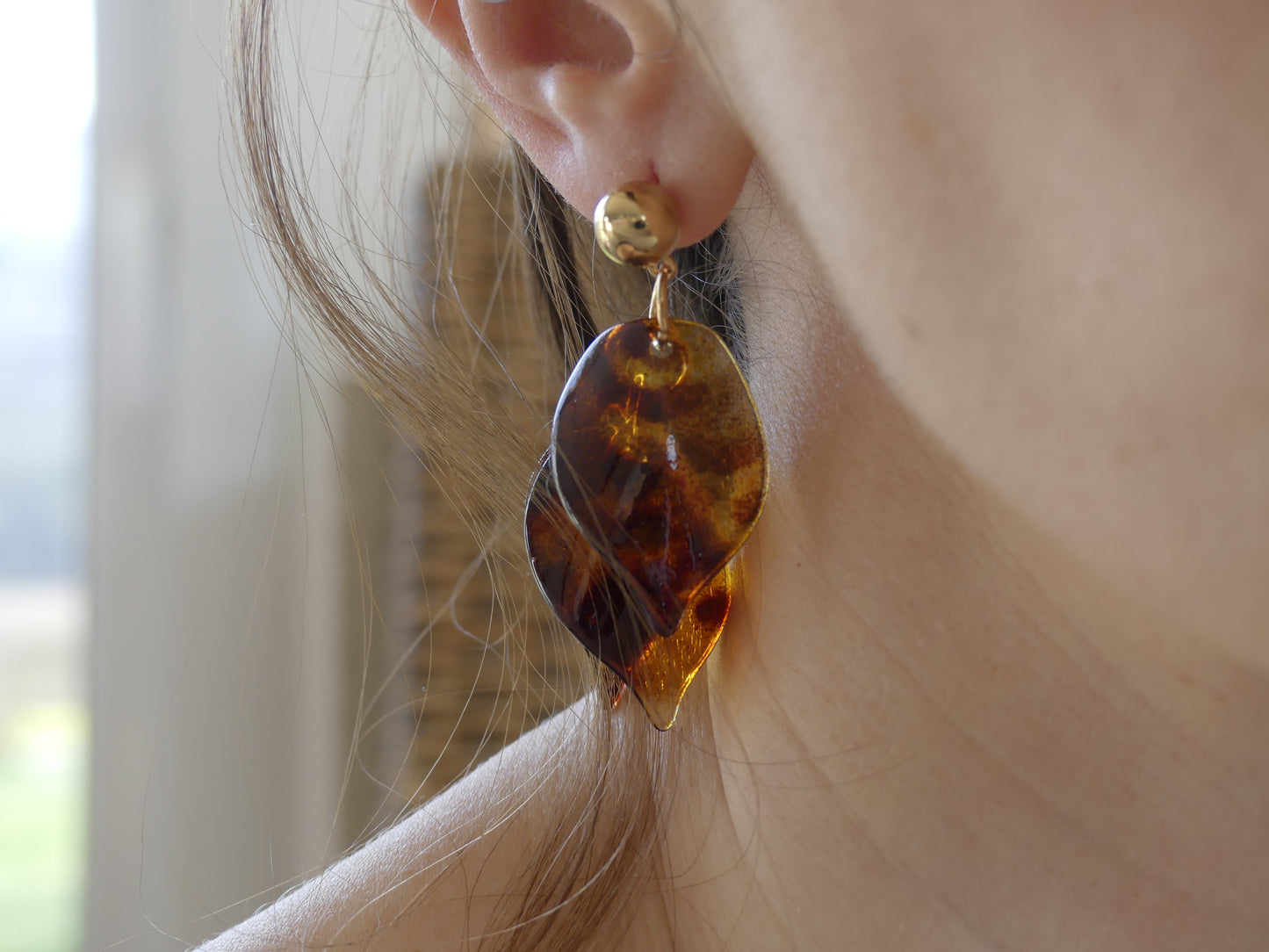 Boucles d'oreilles en forme de feuille léopard