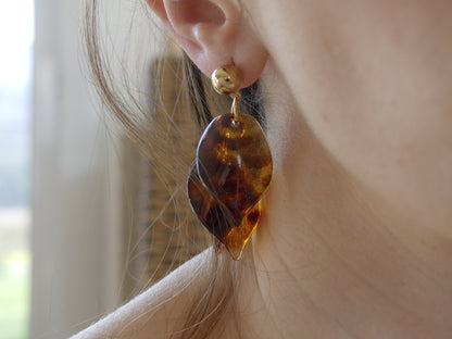 Boucles d'oreilles en forme de feuille léopard