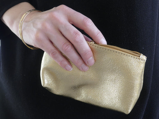Pochette trousse Belize dorée - véritable cuir de vachette made in Italie