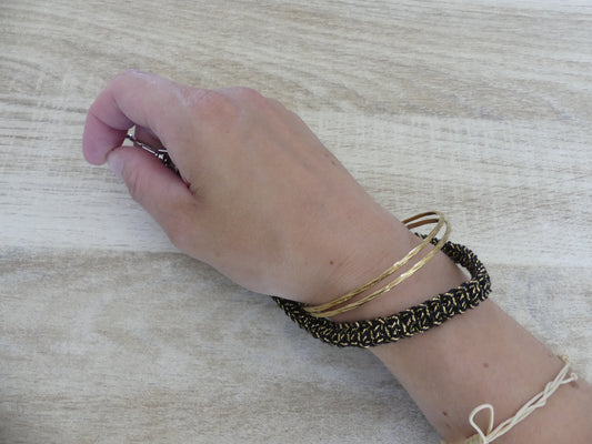 Bracelet Porte-Clés Noir et Doré