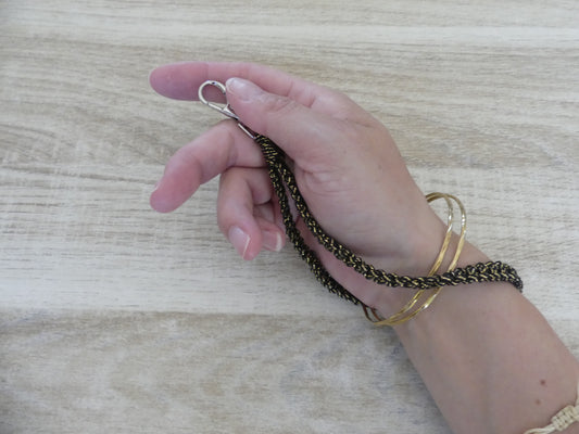 Bracelet Porte-Clés Noir et Doré