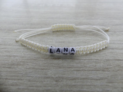 Bracelet Macramé Personnalisé Enfant – Cubes Lettres Prénom