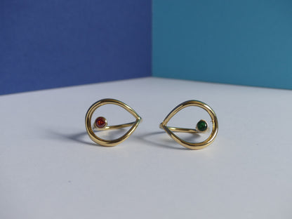 Bague femme cristal taillé – acier inoxydable doré rouge et vert