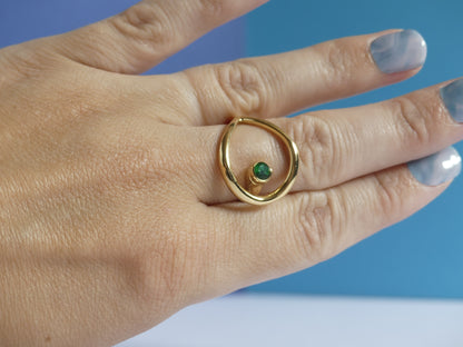 Bague femme cristal taillé – acier inoxydable doré vert