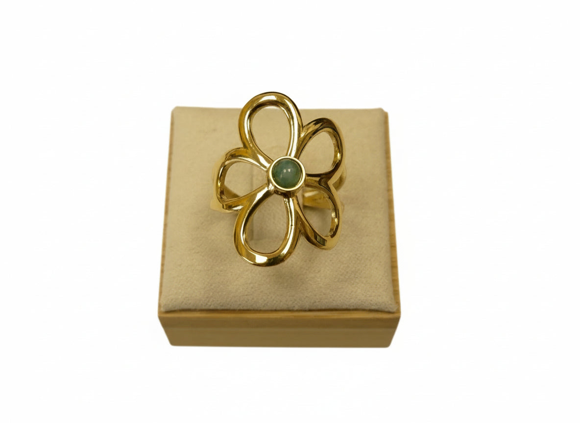 Bague fleur ajourée ajustable