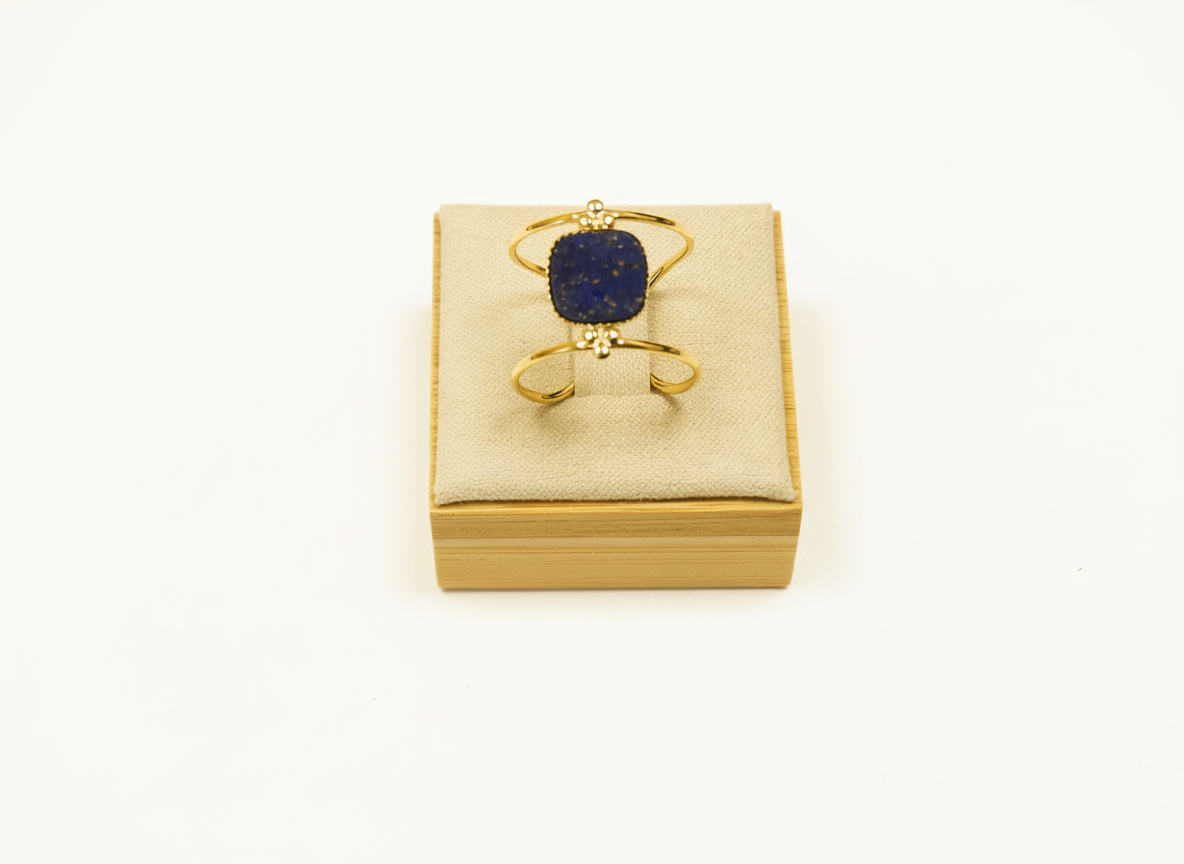 Bague pierre naturelle carrée (lapis lazuli)
