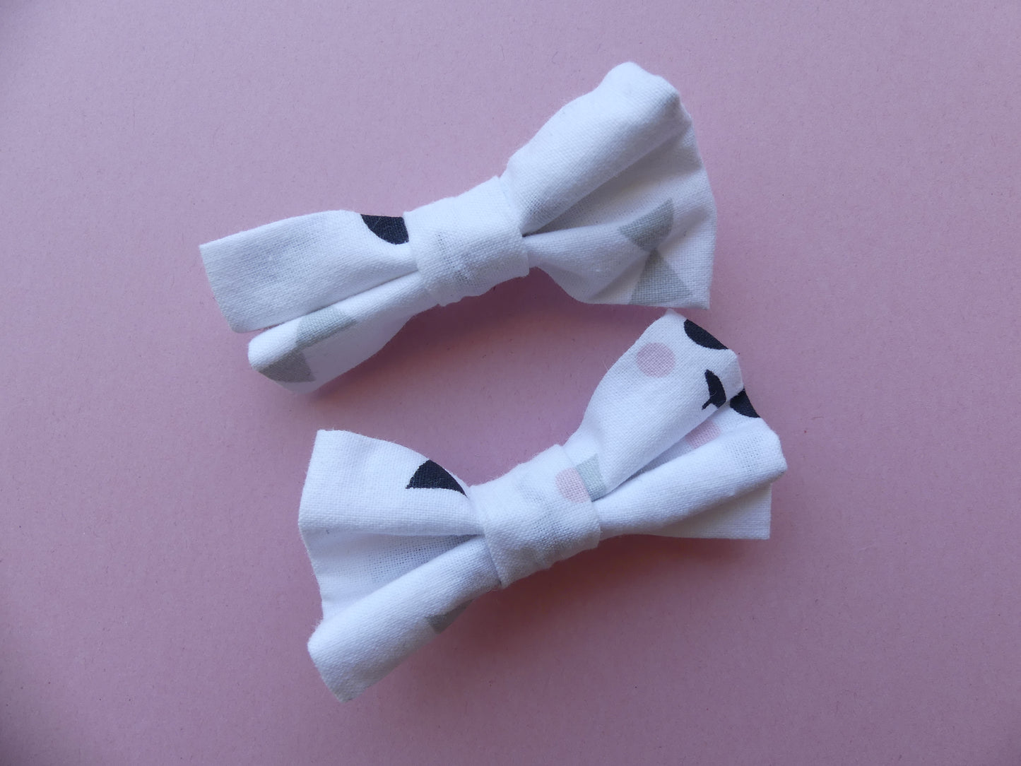 Barrette nœud tissu fait main – lot de deux – pince crocodile