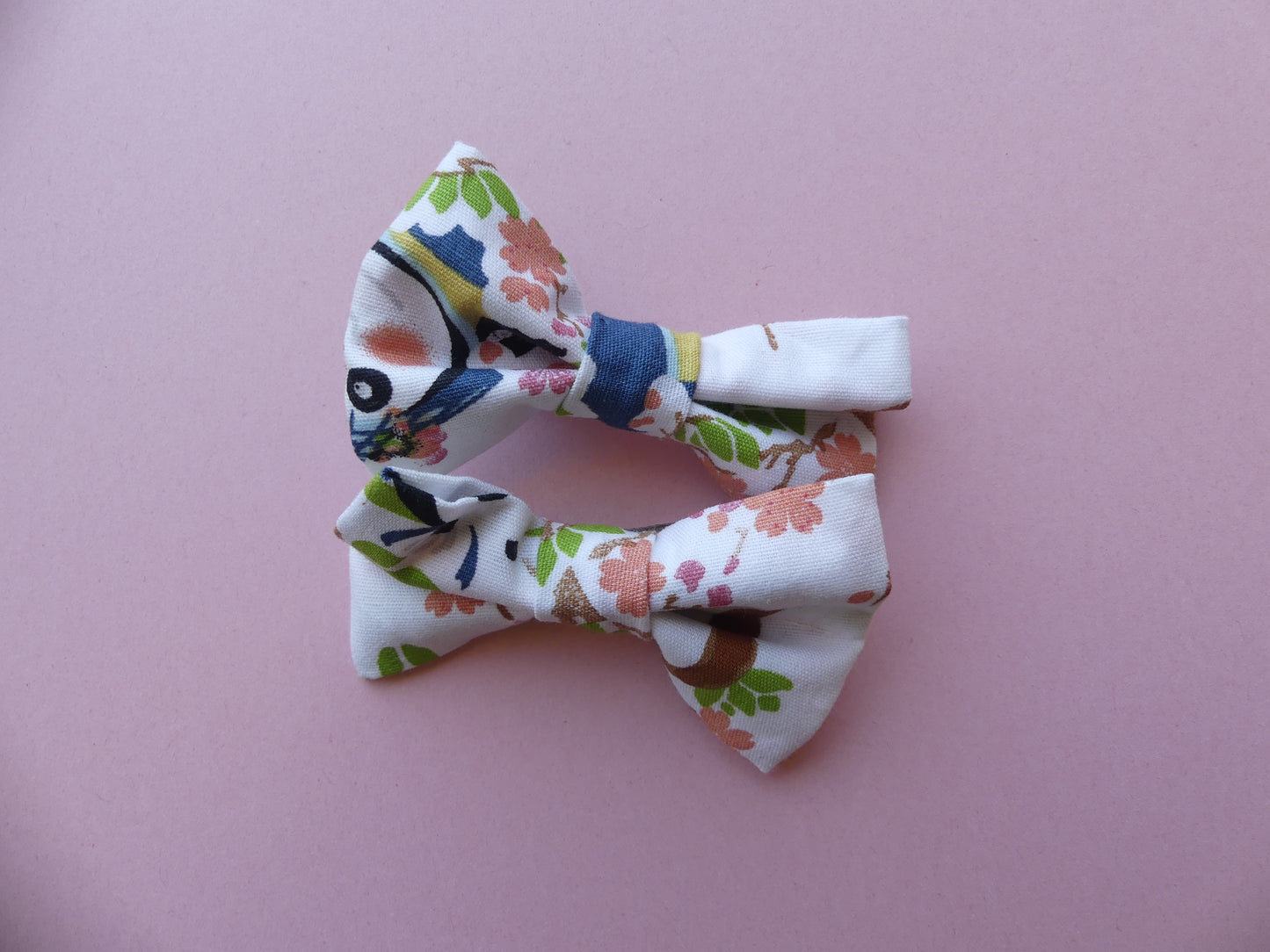 Barrette nœud tissu fait main – lot de deux – pince crocodile