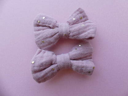 Barrette nœud tissu fait main – lot de deux – pince crocodile