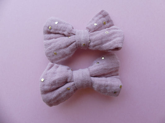 Barrette nœud tissu fait main – lot de deux – pince crocodile