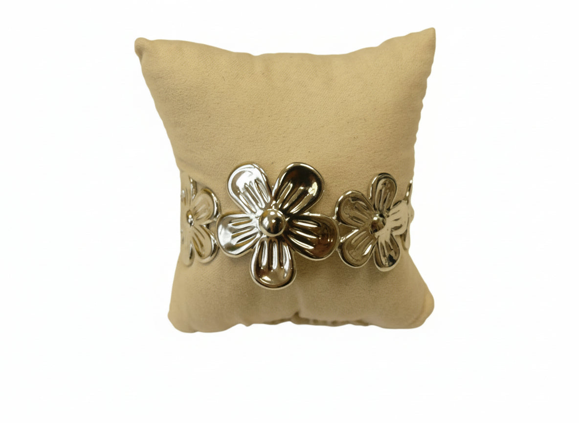 Bracelet Jonc Ajustable Fleur en Acier Inoxydable