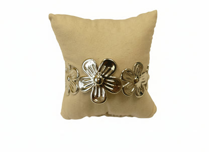 Bracelet Jonc Ajustable Fleur en Acier Inoxydable