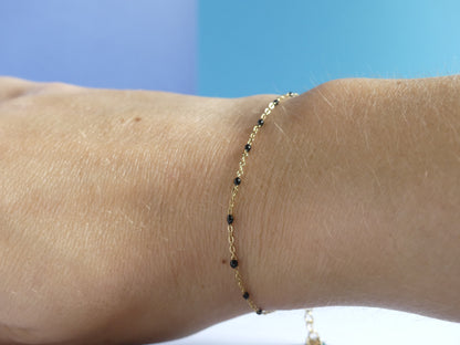 Bracelet femme chaîne émaillée – acier inoxydable doré noir