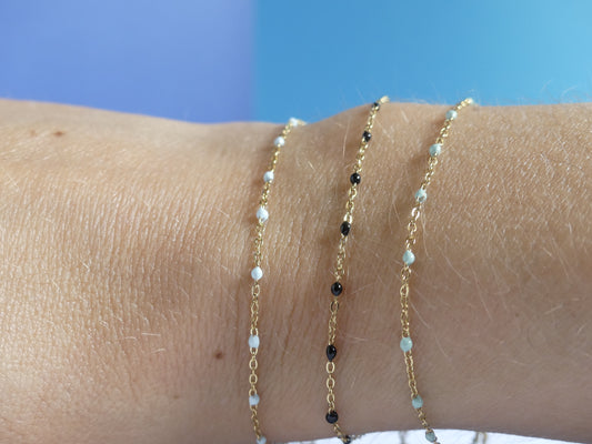 Bracelet femme chaîne émaillée – acier inoxydable doré