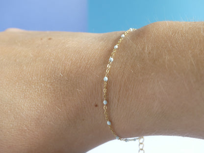 Bracelet femme chaîne émaillée – acier inoxydable doré bleu