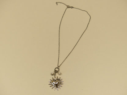 Collier - coeur, soleil et perle d'eau douce