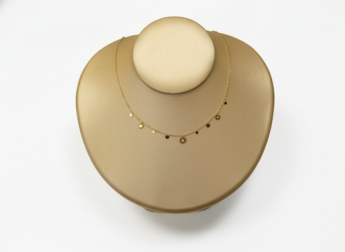 Collier - pampilles rondes et soleil ajouré