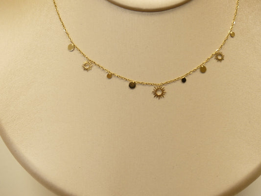 Collier - pampilles rondes et soleil ajouré