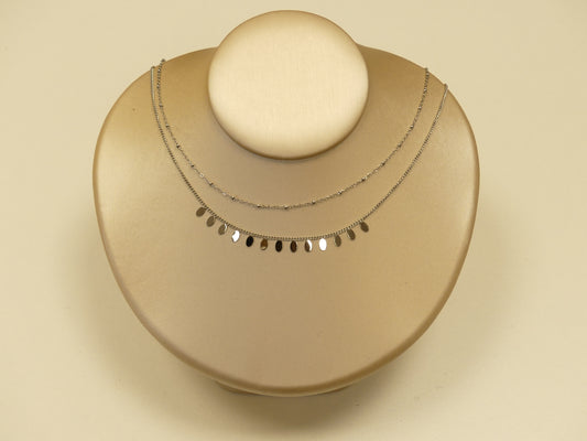 Collier Erikoa - 2 rangs, boules et pampilles ovales