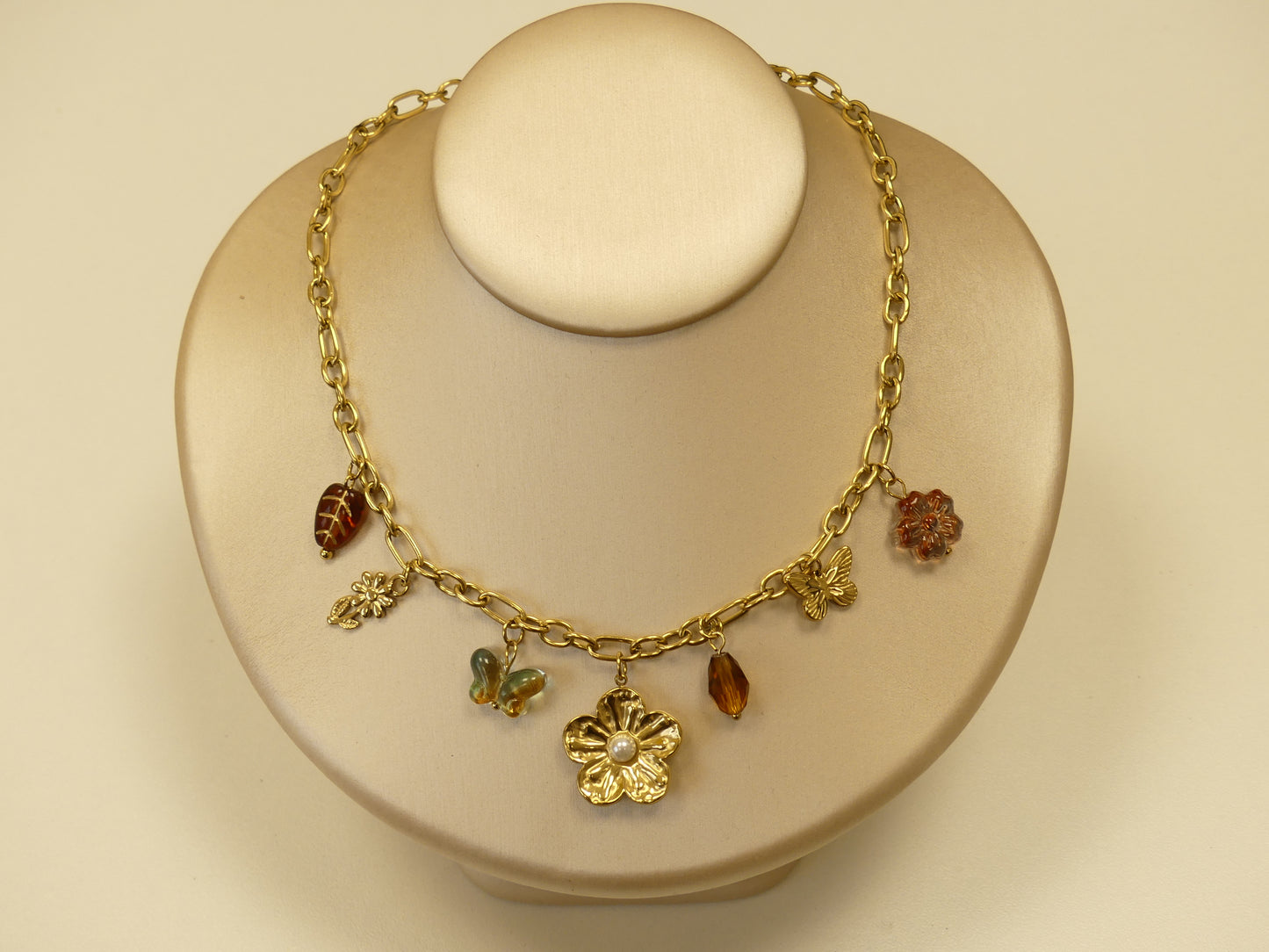 Collier charms Fleur de lumière acier inoxydable