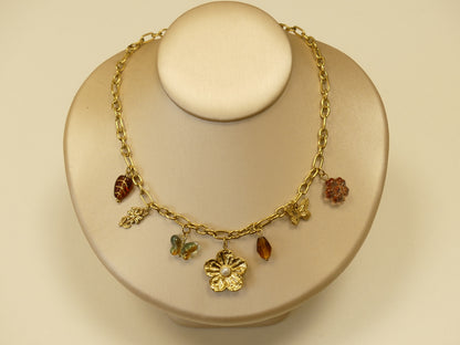 Collier charms Fleur de lumière acier inoxydable