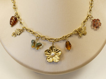 Collier charms Fleur de lumière acier inoxydable