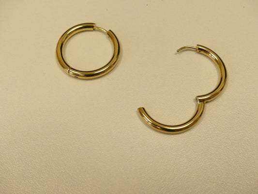 Créoles - anneau simple 26mm acier inoxydable doré