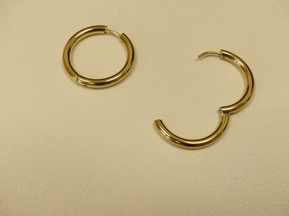 Boucles d'oreilles créoles anneau 26mm acier inoxydable doré