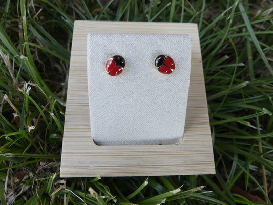 boucles d'oreilles coccinelle en acier inoxydable pour enfant