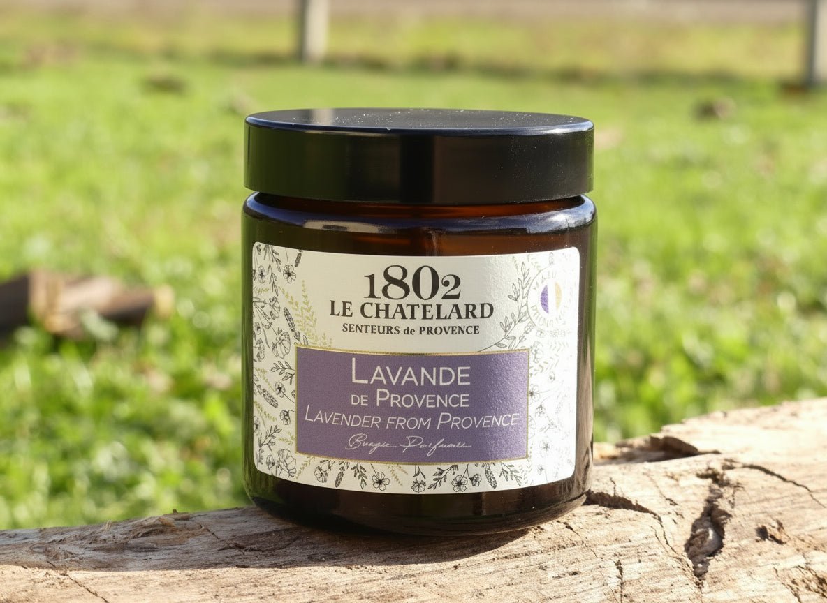 Bougie artisanale lavande de Provence 80g  dans un pot en verre