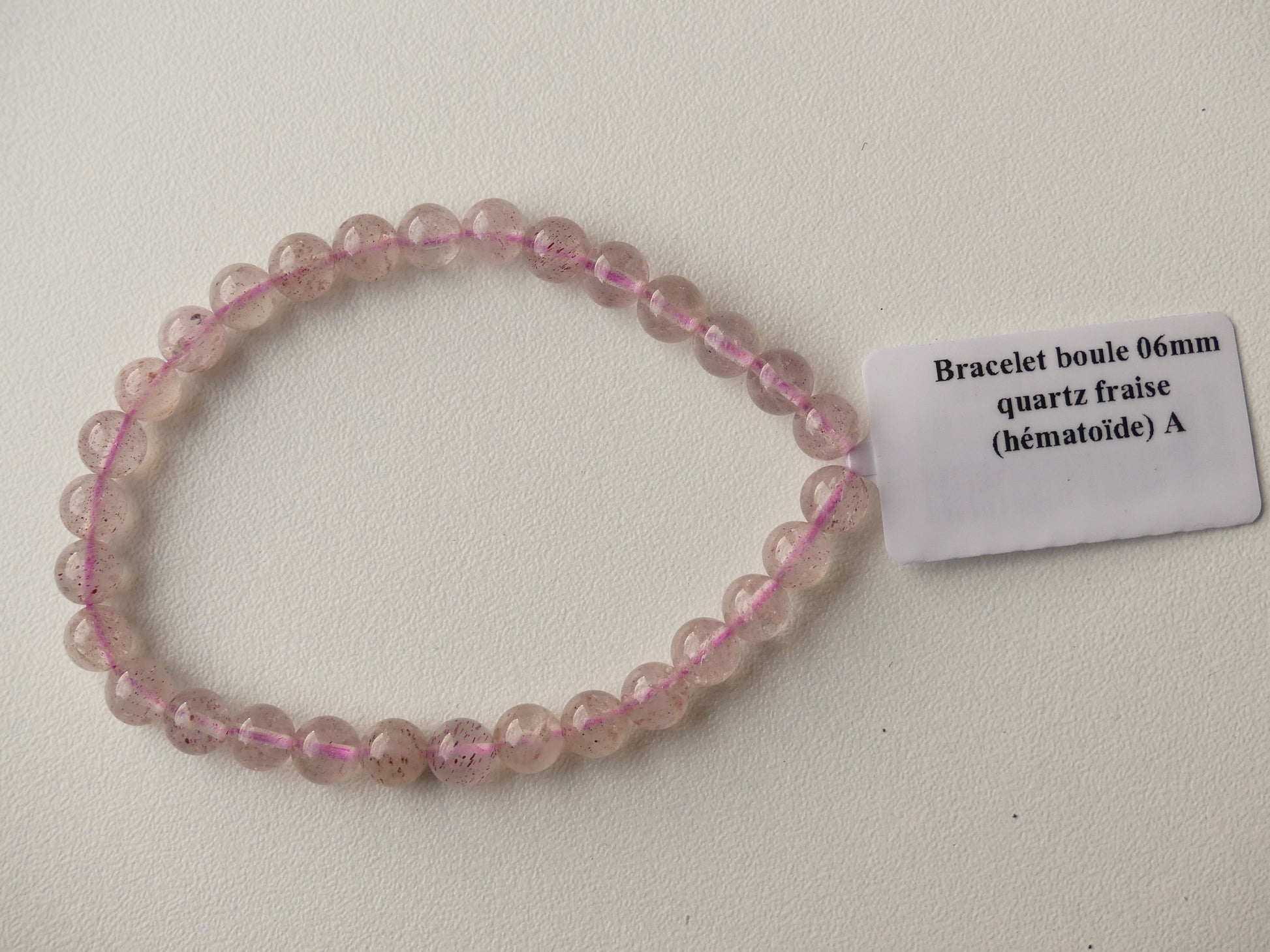 bracelet boule 6mm en quartz fraise de qualité A