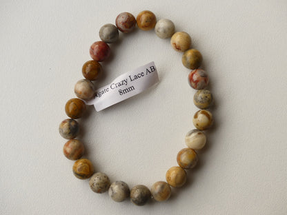 Bracelet boule 08mm Agate Crazy Lace AB