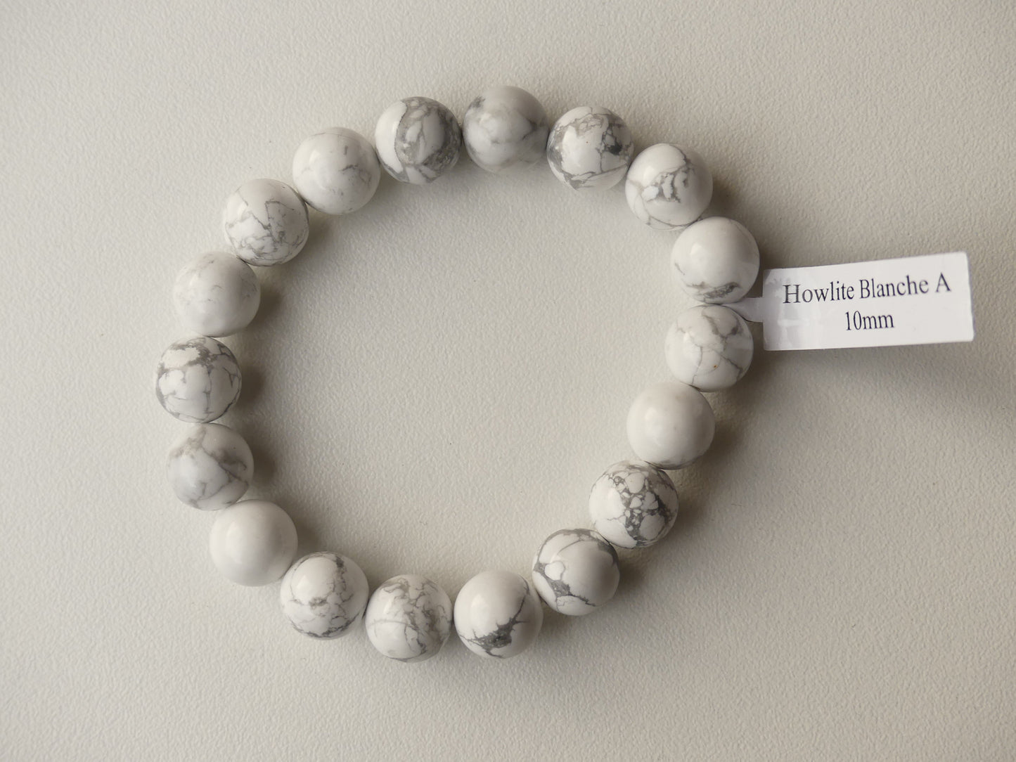 Bracelet boule 10mm Howlite Blanche A